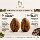 Olive Wood Egg Salt And Pepper Shakers Set