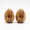 Olive Wood Egg Salt And Pepper Shakers Set