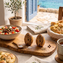 Olive Wood Egg Salt And Pepper Shakers Set