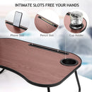 Foldable Wooden Lap Desk With Cup Slot