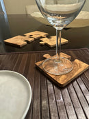 Olive Wood Puzzle Coaster Set Of 4