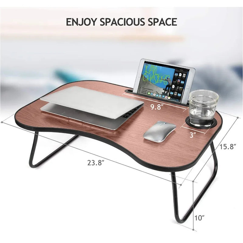 Foldable Wooden Lap Desk With Cup Slot