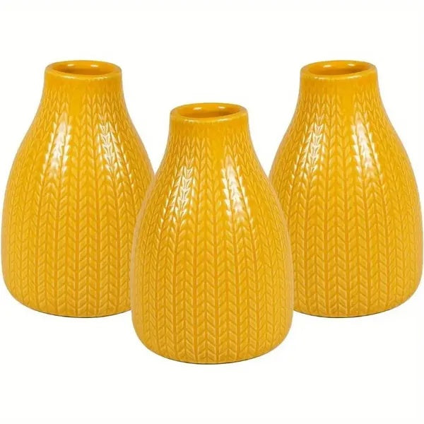 Black Ceramic Diamond Vase Set Of 3