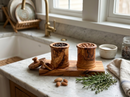 Olive Wood Canister Set With Carved Base