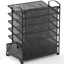 6-Tray Mesh File Organizer With Sliding Drawer