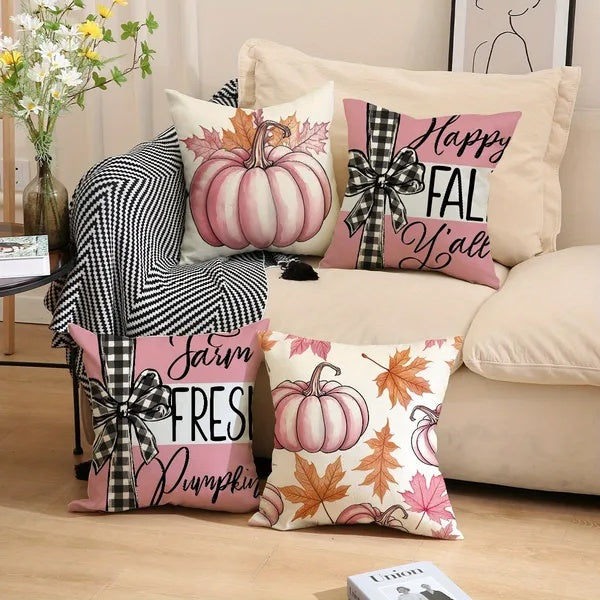 Fall Pumpkin Throw Pillow Covers Set Of 4
