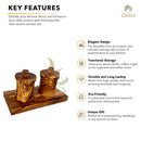 Olive Wood Canister Set With Carved Base