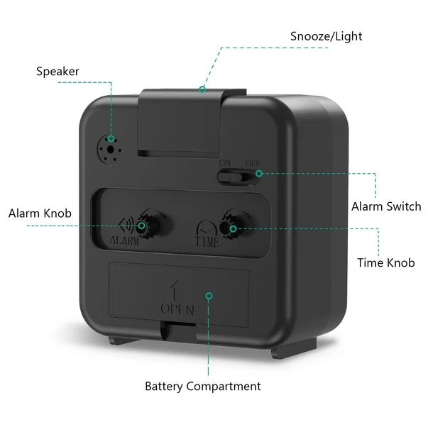 Silent LED Desk Alarm Clock With Snooze