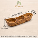 Olive Wood 3-Compartment Serving Tray