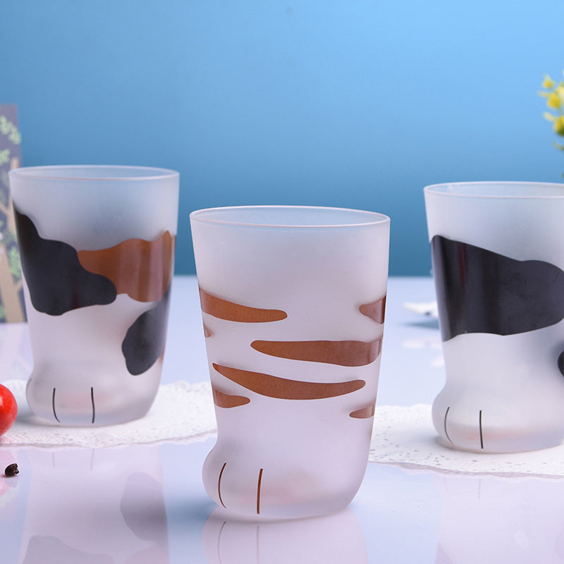 Frosted Glass Cat Paw Mug
