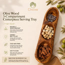 Olive Wood 3-Compartment Serving Tray