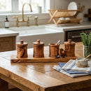 Olive Wood Canister Set With Carved Base