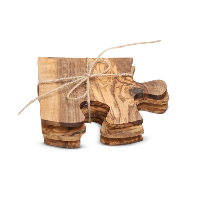 Olive Wood Puzzle Coaster Set Of 4