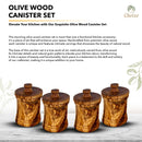 Olive Wood Canister Set With Carved Base