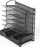 6-Tray Mesh File Organizer With Sliding Drawer