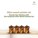 Olive Wood Canister Set With Carved Base