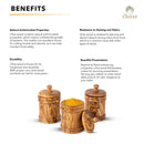 Olive Wood Canister Set With Carved Base