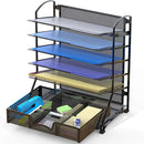 6-Tray Mesh File Organizer With Sliding Drawer