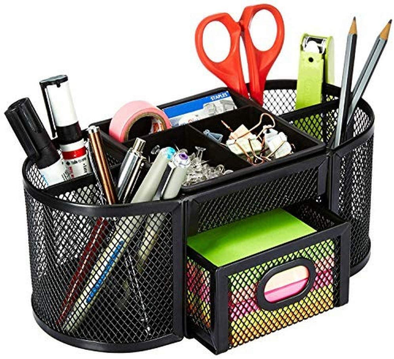 Mesh Desk Organizer With Sticky Note Tray