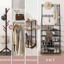 5-Tier Narrow Shoe Rack With Coat Hooks