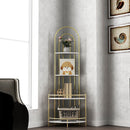 4-Tier Corner Storage Shelf Gold And White