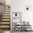 5-Tier Narrow Shoe Rack With Coat Hooks