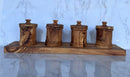 Olive Wood Canister Set With Carved Base