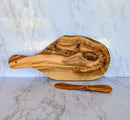 Olive Wood Bread Board And Butter Spreader Set