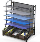 6-Tray Mesh File Organizer With Sliding Drawer