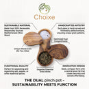 Olive Wood Dual Spice Box With Swivel Lids