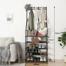 5-Tier Narrow Shoe Rack With Coat Hooks
