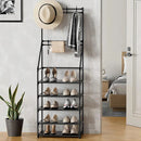 5-Tier Narrow Shoe Rack With Coat Hooks