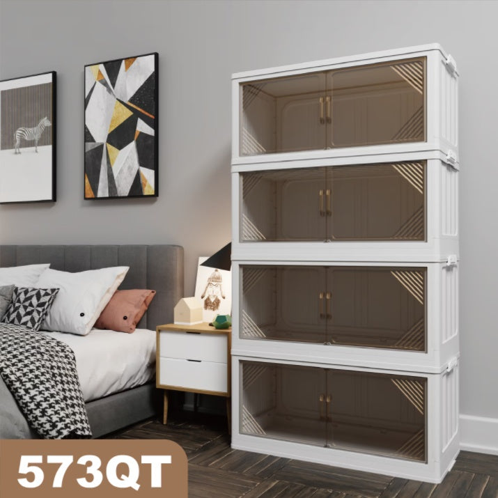 Clear Stackable Closet Storage Cabinets 4-Pack