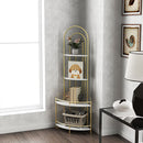 4-Tier Corner Storage Shelf Gold And White